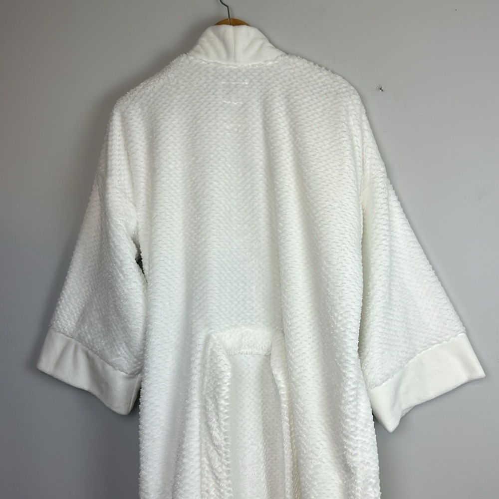 NEW Keiki Co. Luxury Long Spa Robe SM White Plush Kimono Style Bathrobe USA Made - Picture 11 of 16